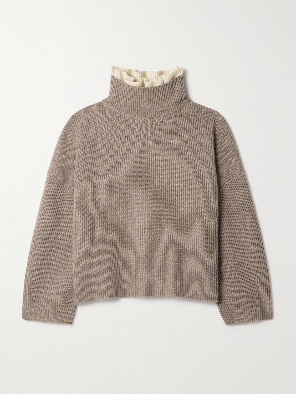 Altuzarra - Zoppez Ruffled Two-tone Cashmere Sweater - Brown
