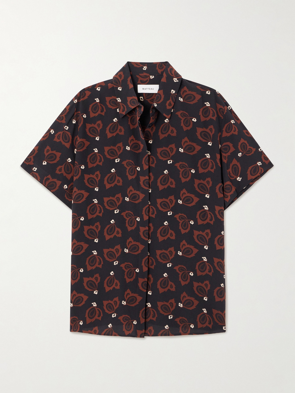 Matteau - Printed Silk Crepe De Chine Shirt - Black