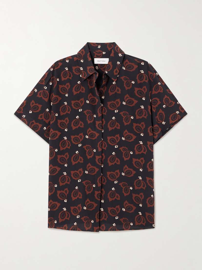 Matteau Printed Silk Crepe De Chine Shirt