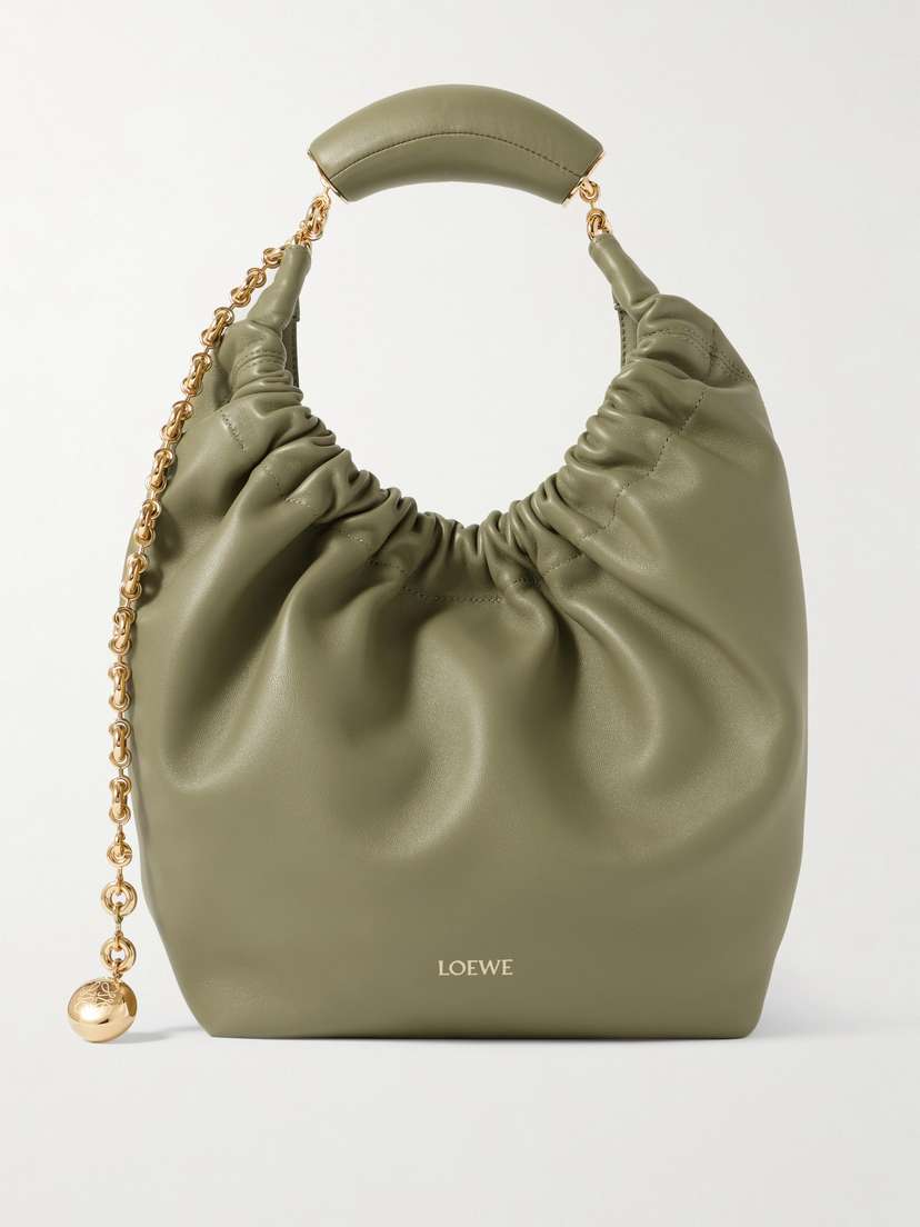 Loewe Squeeze Small Chain-embellished Gathered Leather Tote