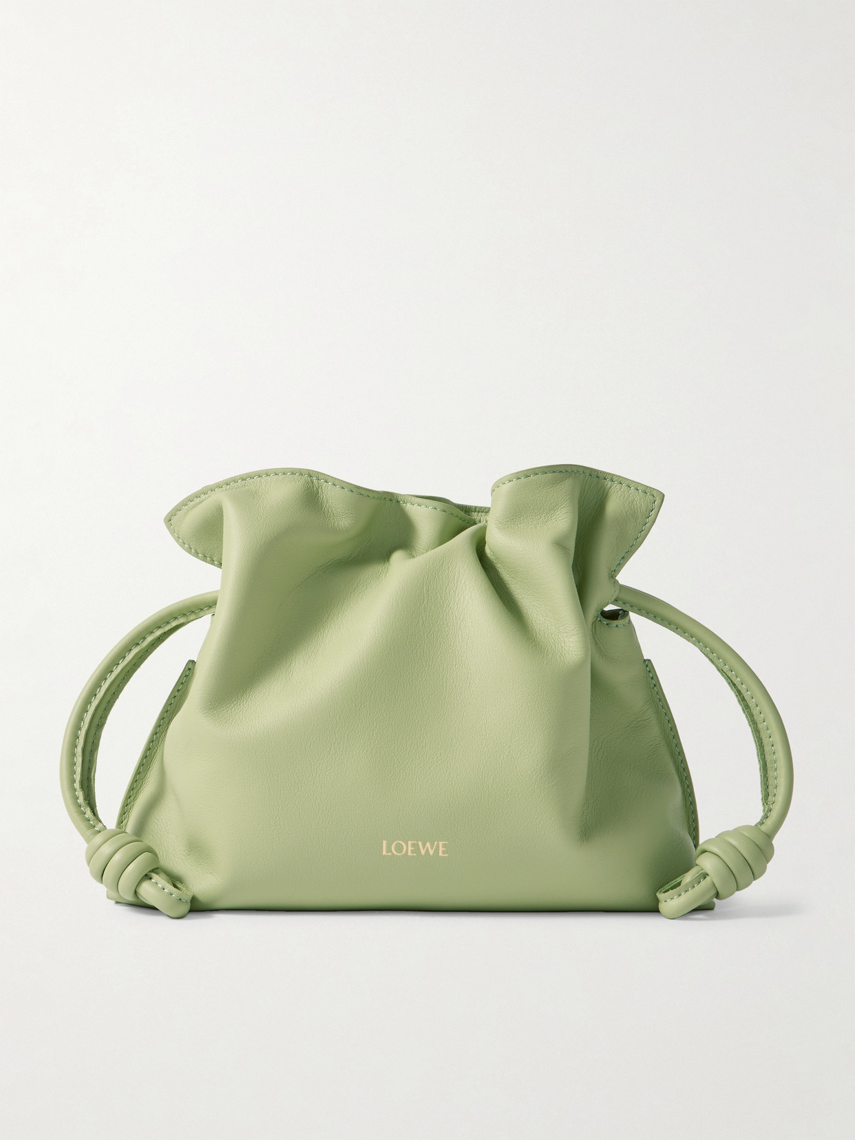 Loewe Womens Light Pear Flamenco Mini Leather Clutch Bag In Green