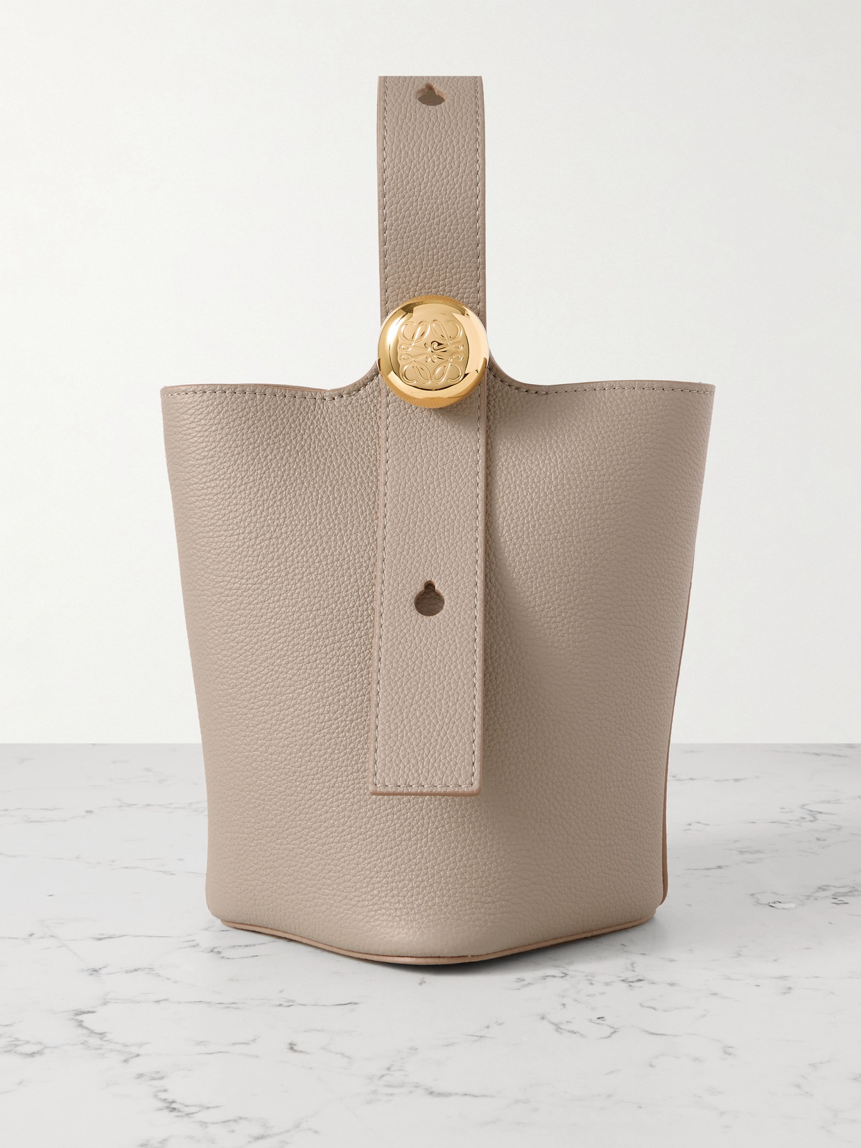 Loewe Pebble Mini Leather Tote In Neutrals