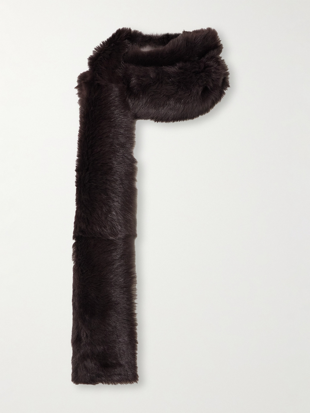 Nour Hammour Evita Shearling Scarf In Brown