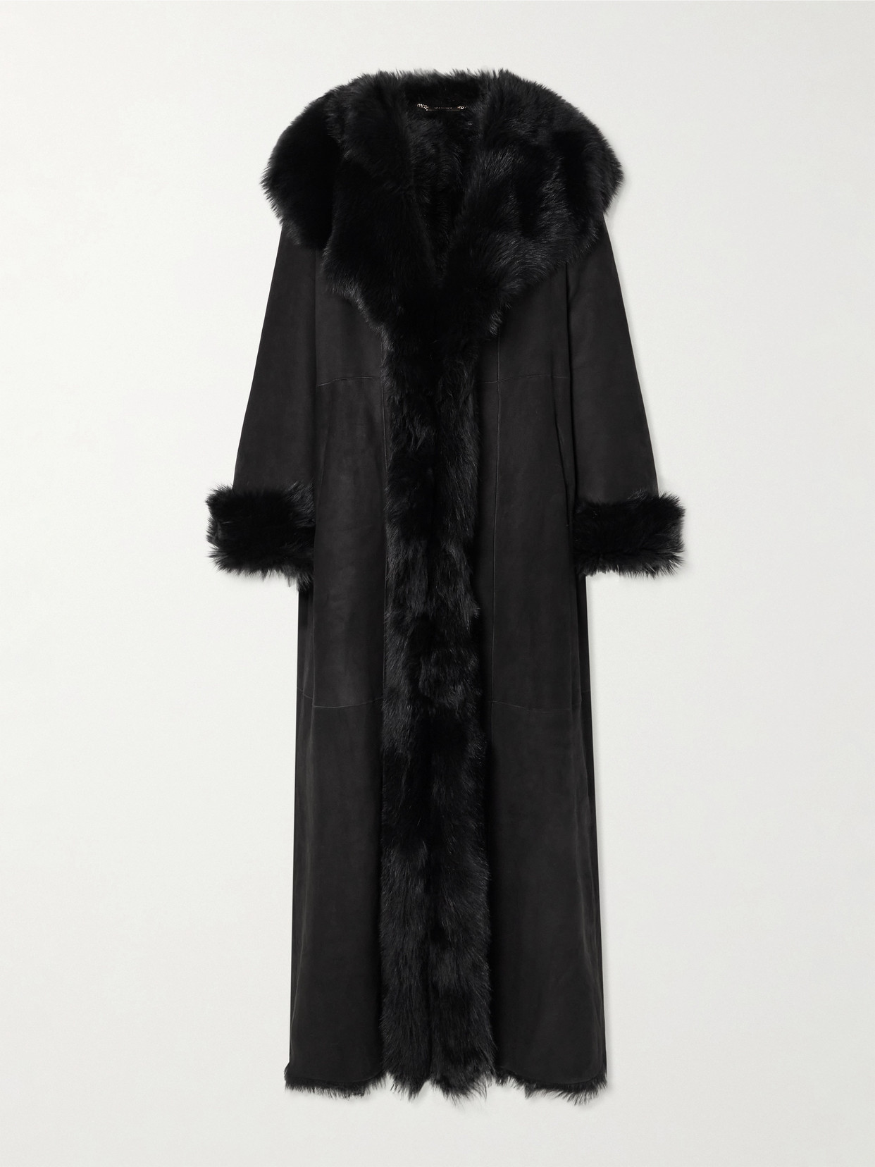 Nour Hammour Marlene Shearling Coat In Black