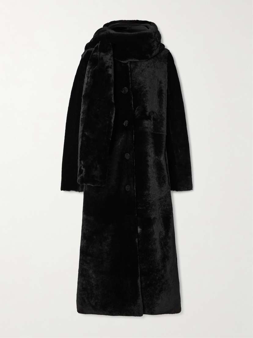 Nour Hammour Daphne Scarf-detailed Shearling Coat