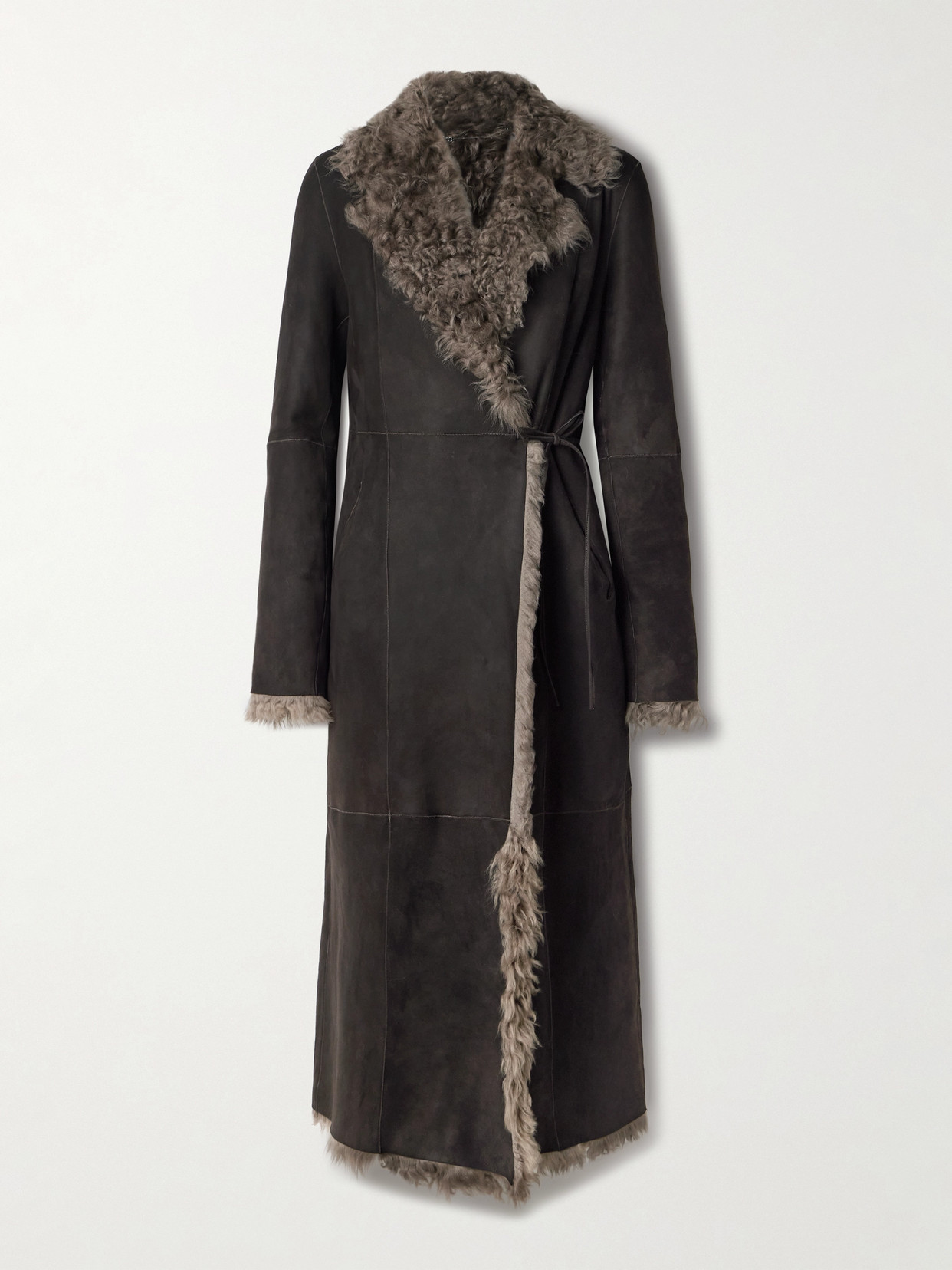 Nour Hammour Joni Reversible Shearling Coat In Gray