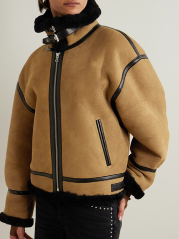 NOUR HAMMOUR Portia leather-trimmed shearling jacket