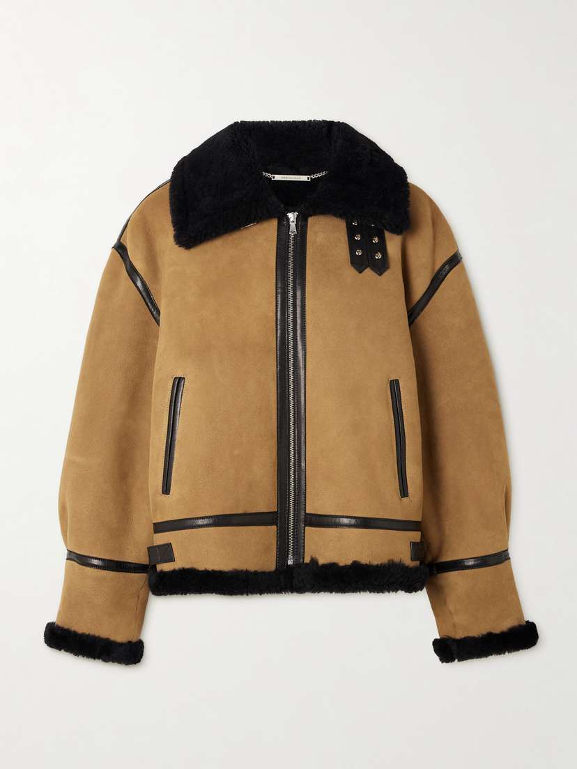 Nour Hammour Portia Leather-trimmed Shearling Jacket