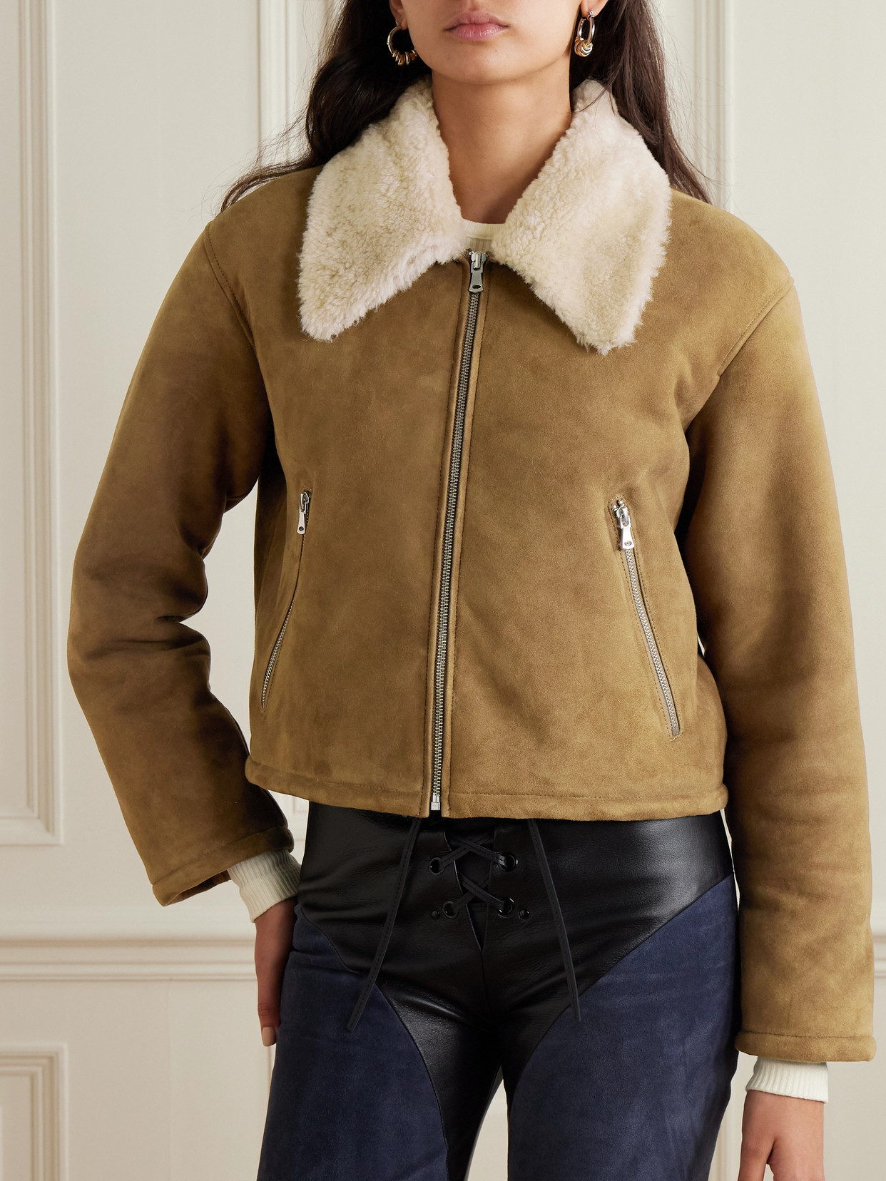 Nour Hammour Nyla Shearling Jacket In Natural