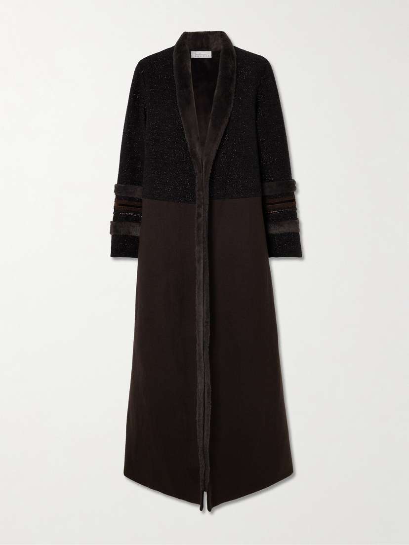 Abadia Salam Farwa Faux Fur-trimmed Metallic Tweed And Wool-blend Coat - x large