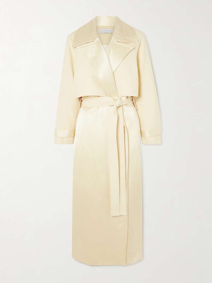 Abadia Dina Belted Satin-twill Trench Coat