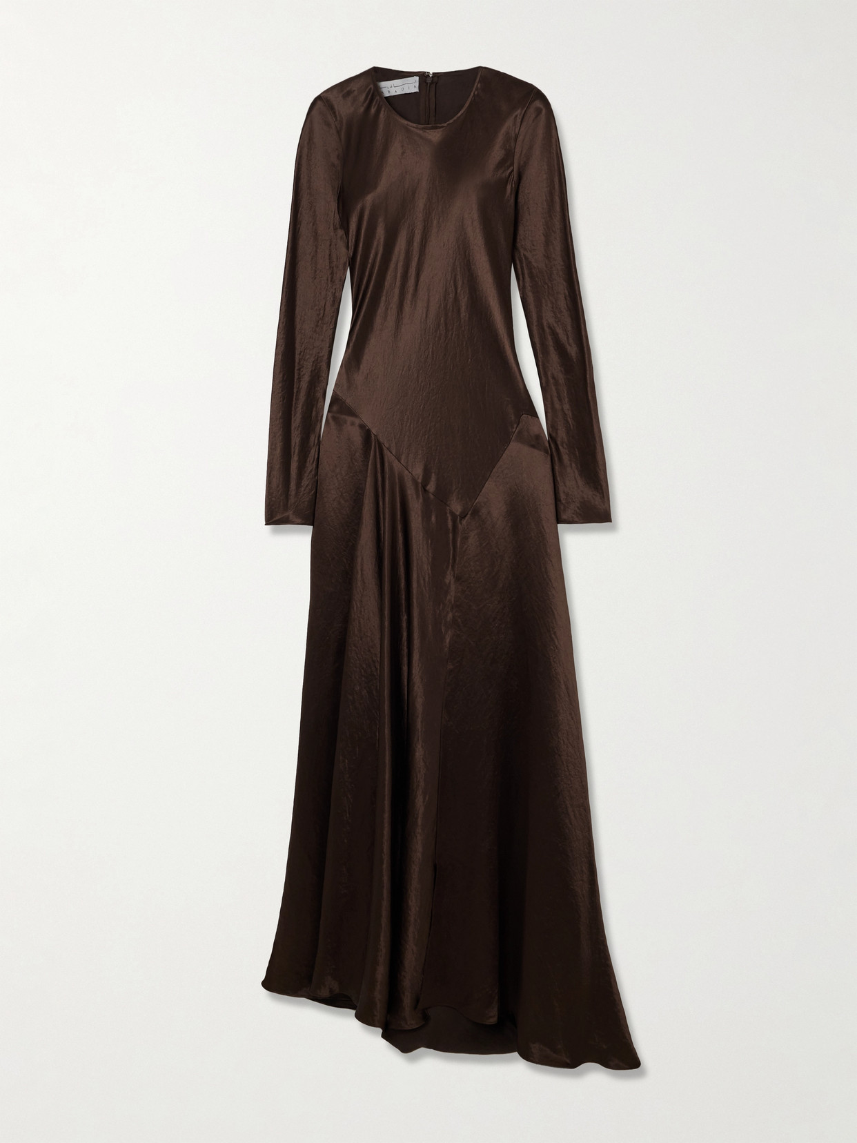 Abadia - Yara Paneled Hammered-satin Maxi Dress - Brown