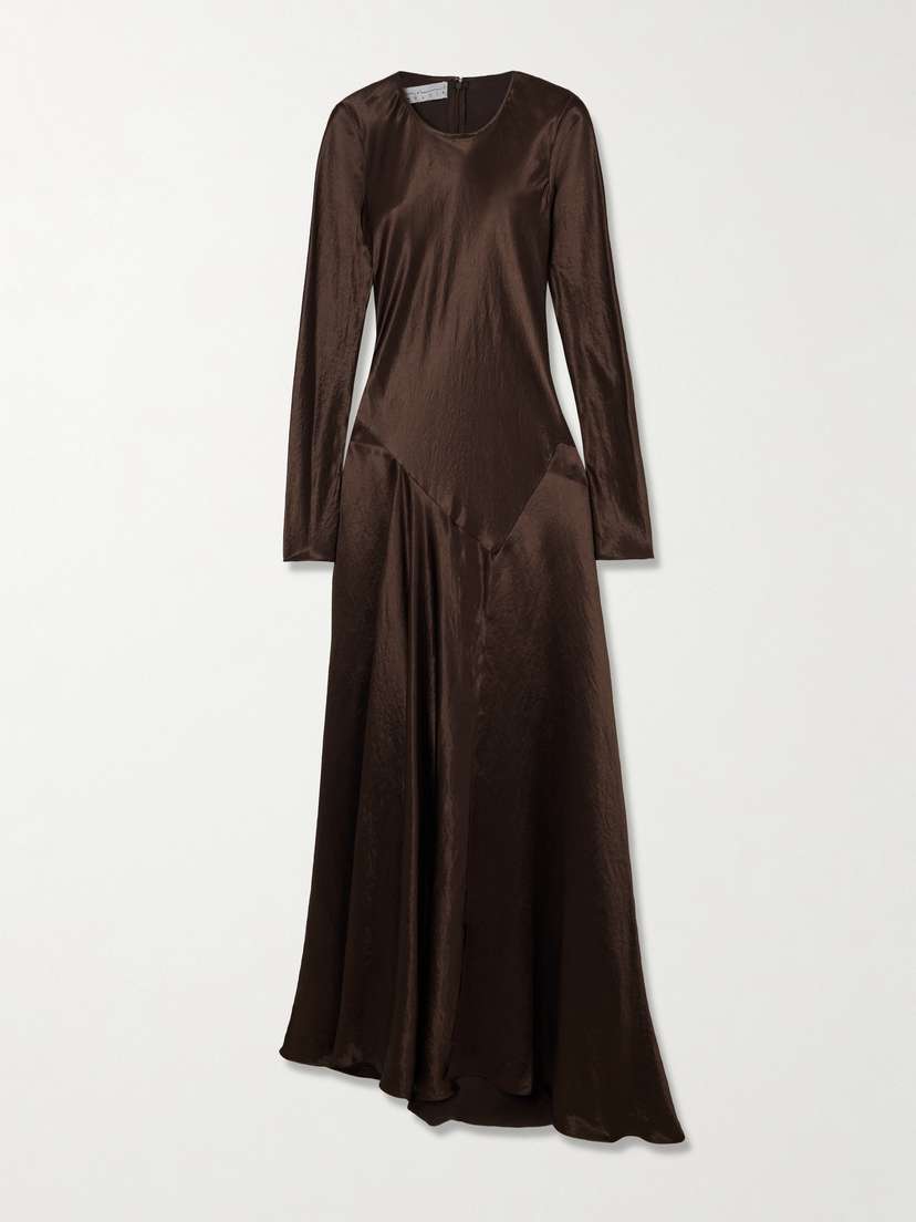 Abadia Yara Paneled Hammered-satin Maxi Dress
