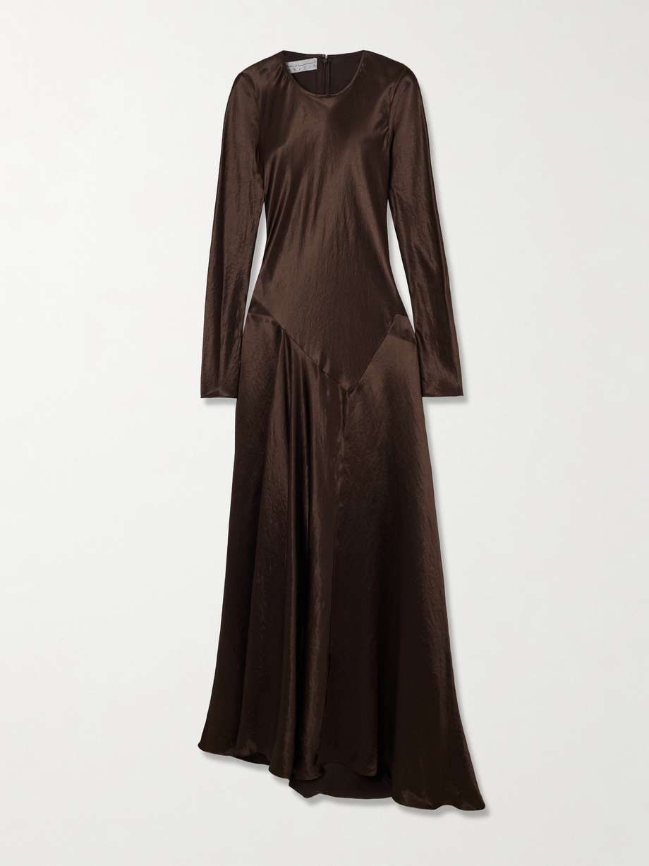 yara paneled hammered-satin maxi dress