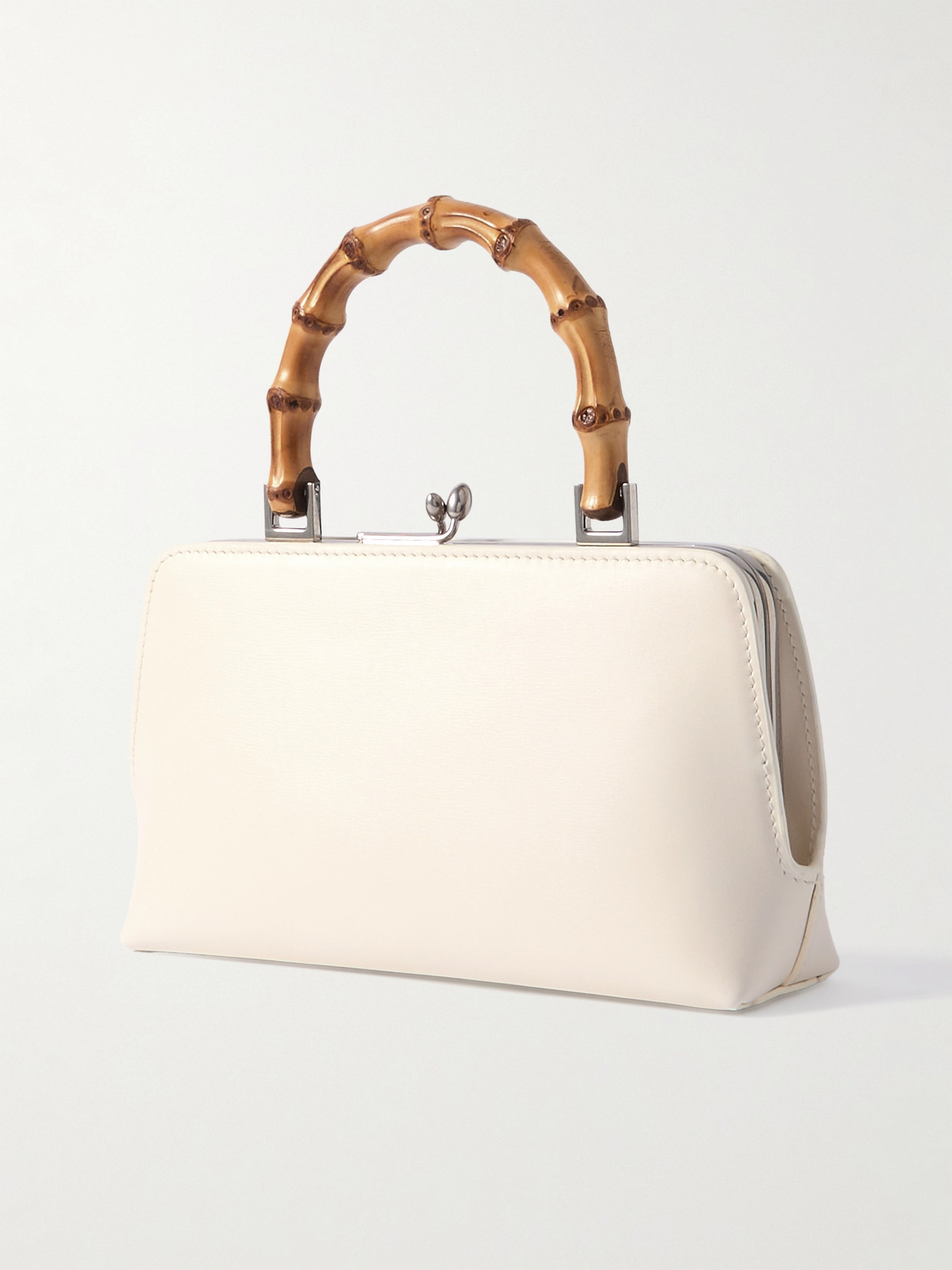 Jil Sander Goji Mini Bamboo Leather Tote In Off-white
