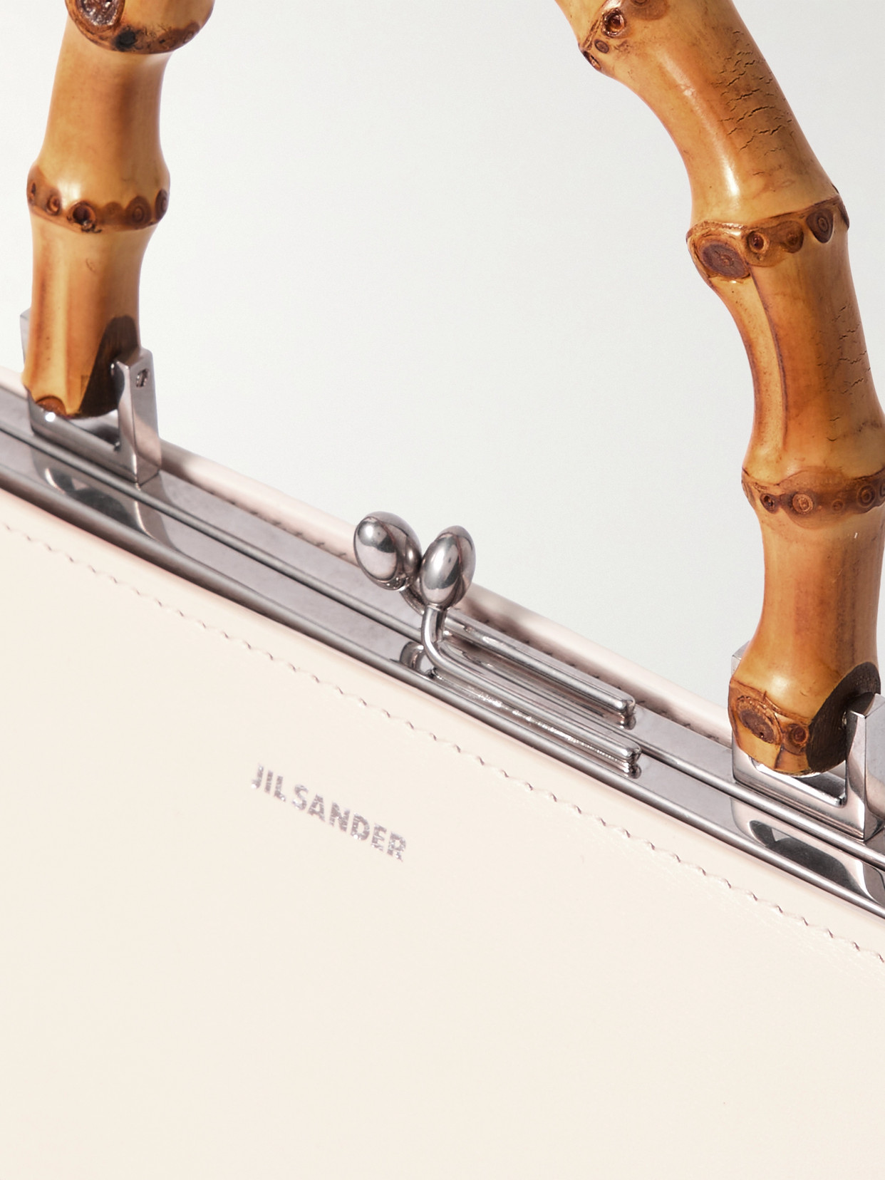 Jil Sander Goji Mini Bamboo Leather Tote In Off-white