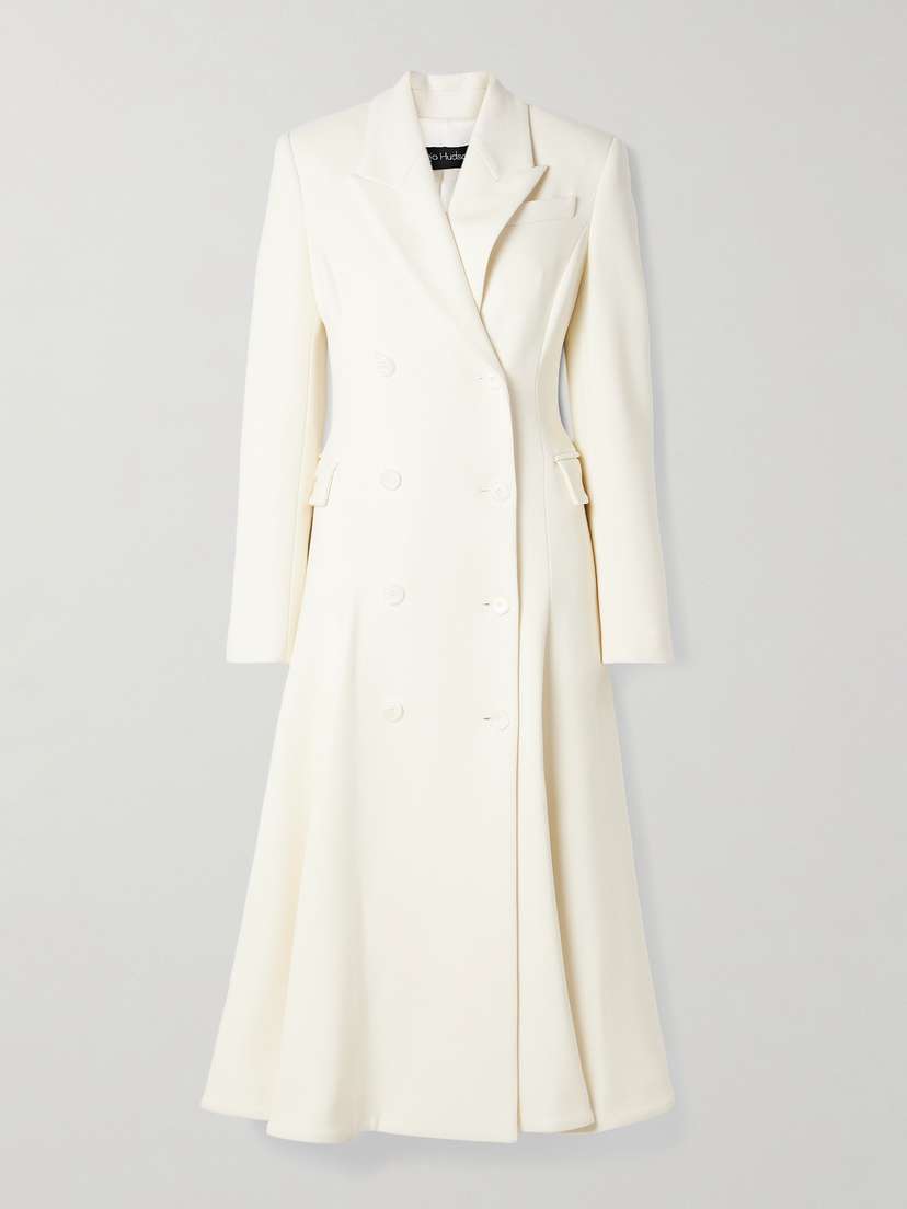 Sergio Hudson Double-breasted Wool-blend Crepe Coat