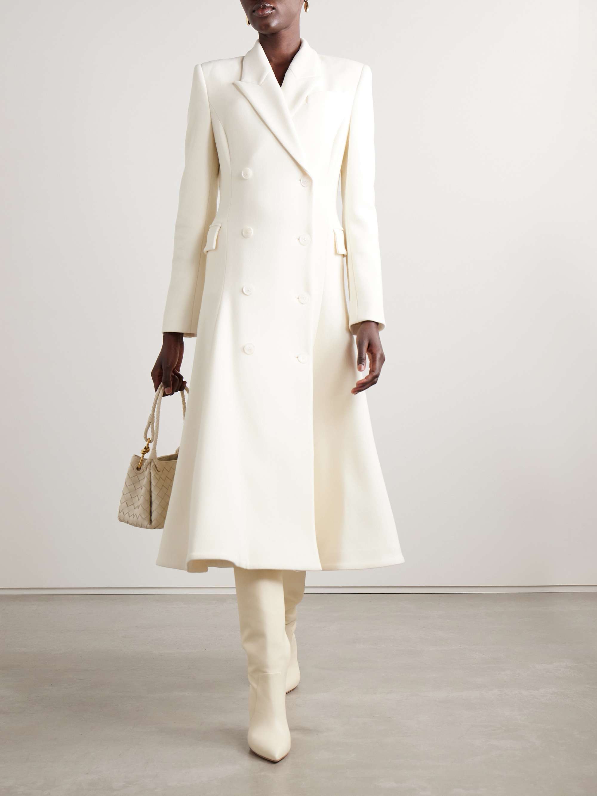 SERGIO HUDSON Double-breasted wool-blend crepe coat | NET-A SERGIO HUDSON Double-breasted wool-blend crepe coat | NET-A