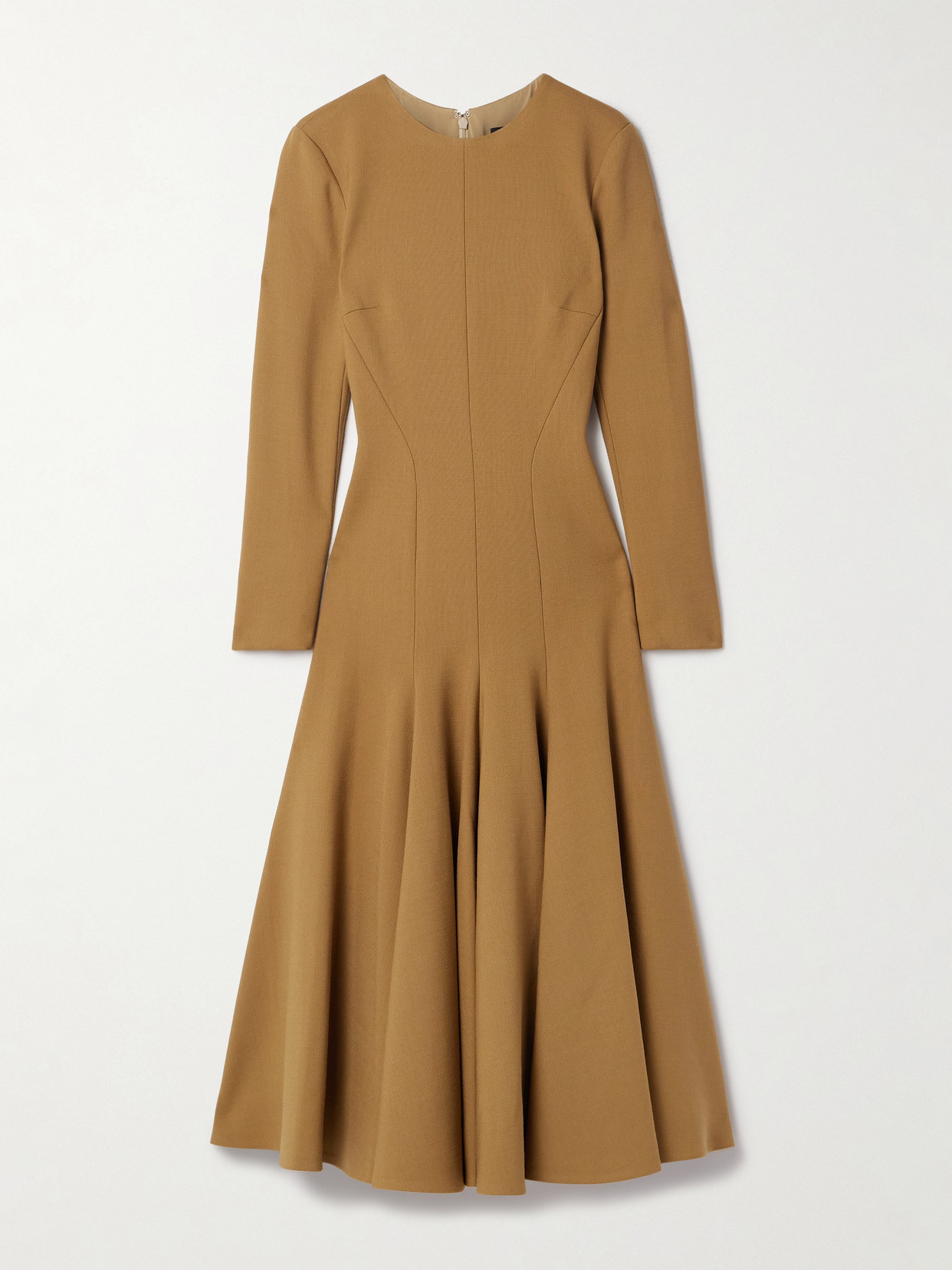 SERGIO HUDSON - Paneled Pleated Woven Midi Dress - Brown