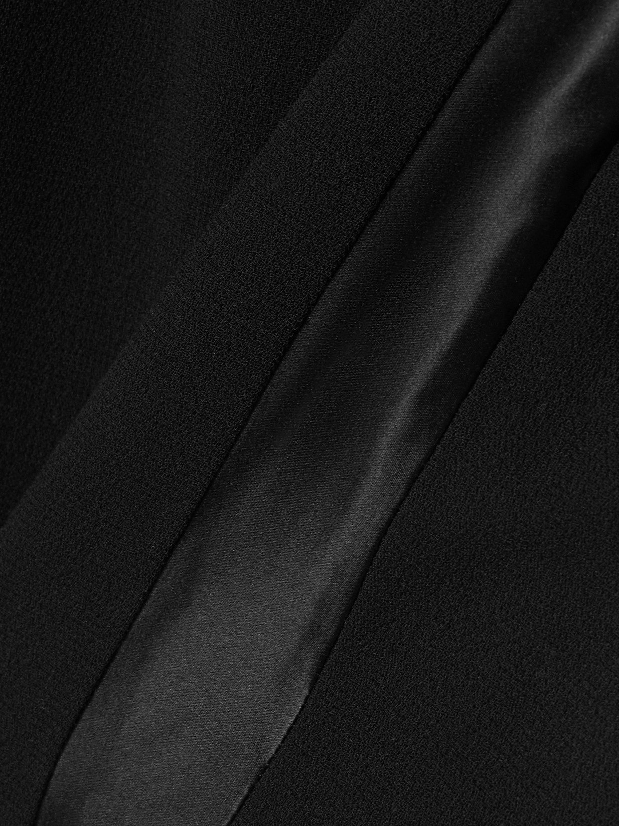 Sergio Hudson Silk Satin-trimmed Wool-blend Crepe Wide-leg Pants In Black