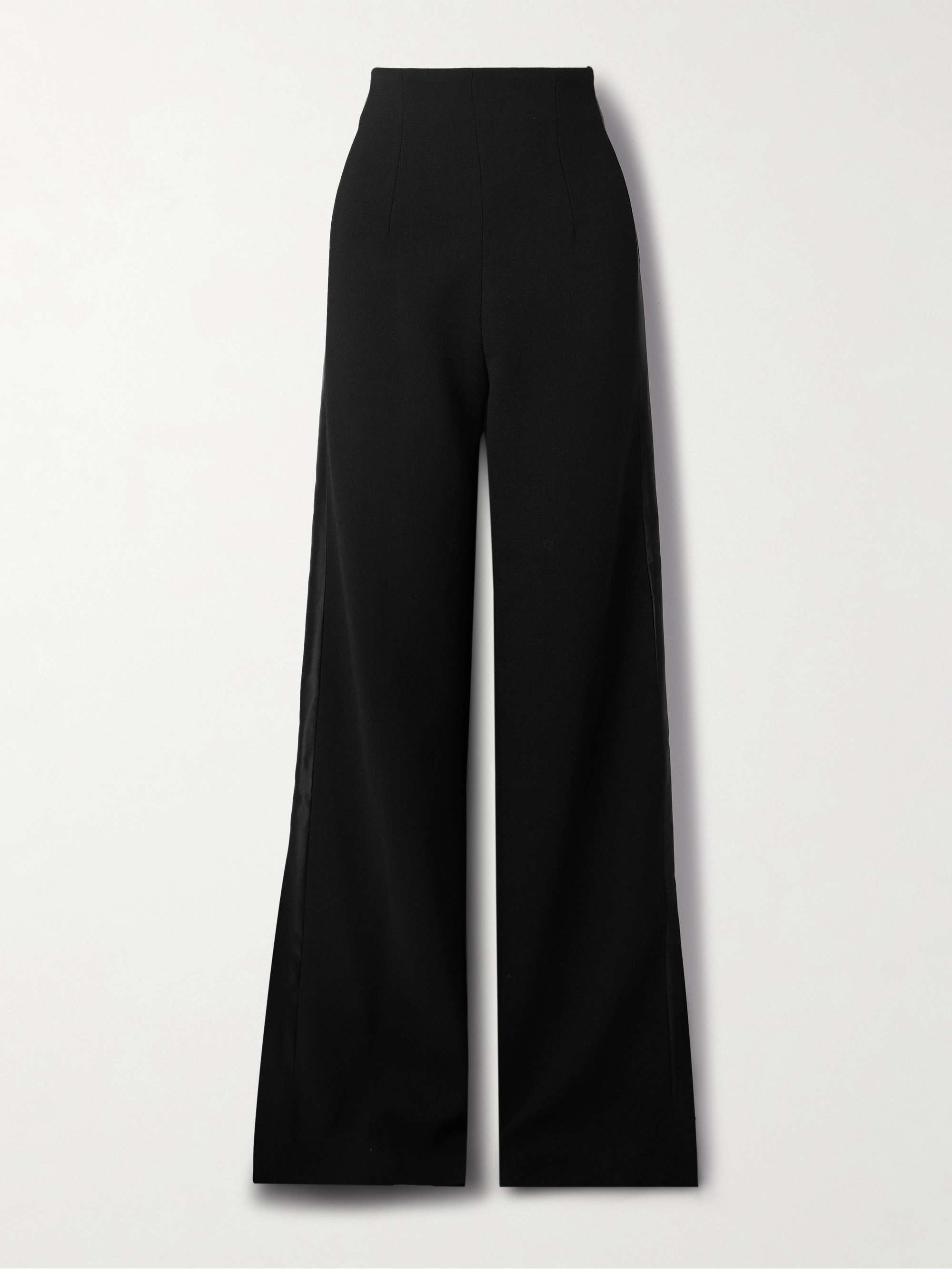 SERGIO HUDSON Silk satin-trimmed wool-blend crepe wide-leg