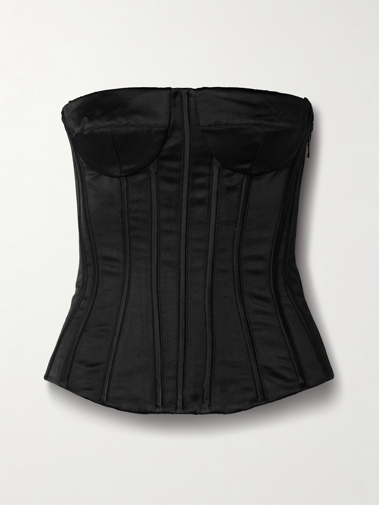 Sergio Hudson Strapless Silk-satin Bustier Top In Black