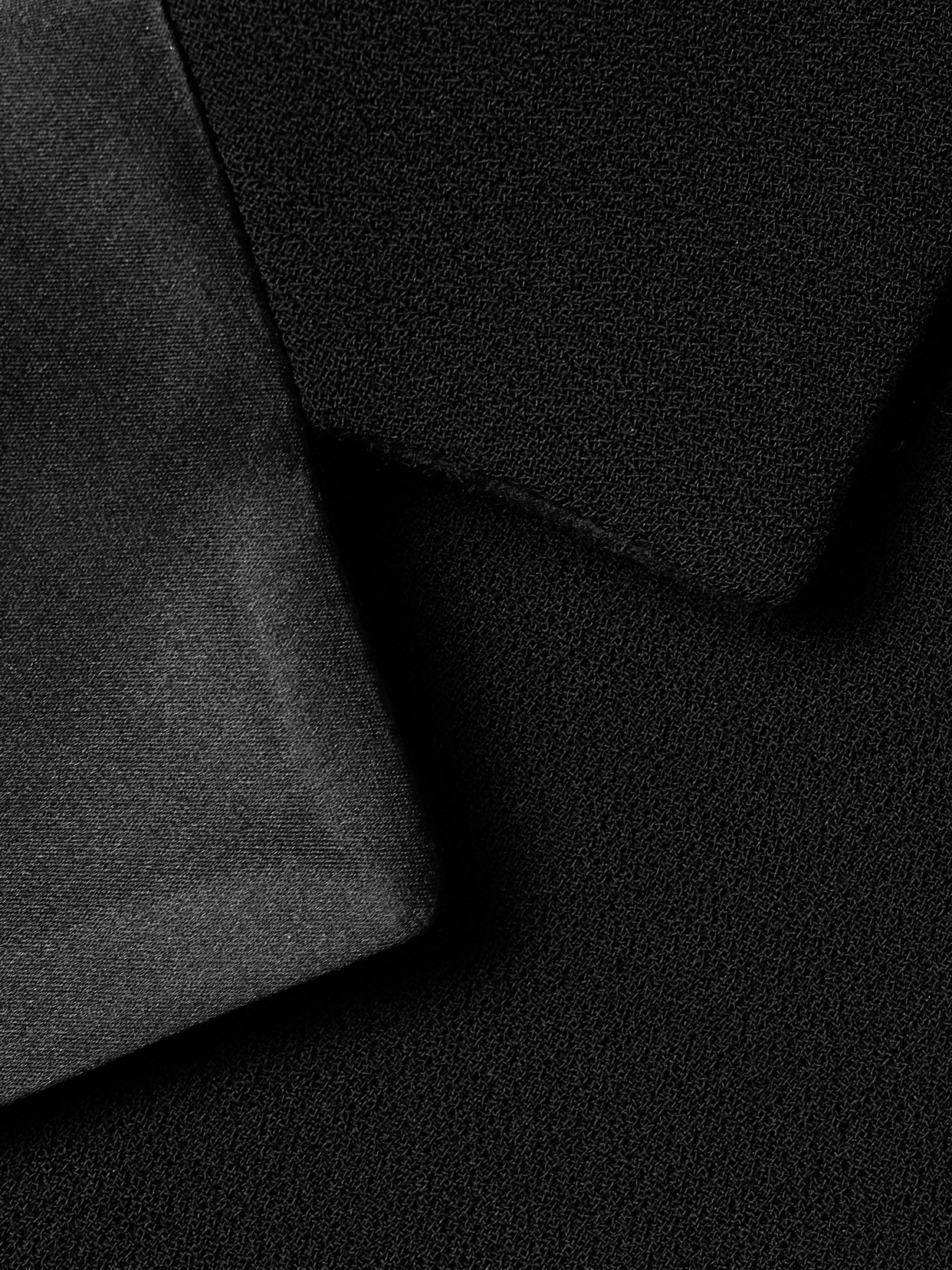 Sergio Hudson Double-breasted Silk-satin Trimmed Wool-blend Blazer In Black