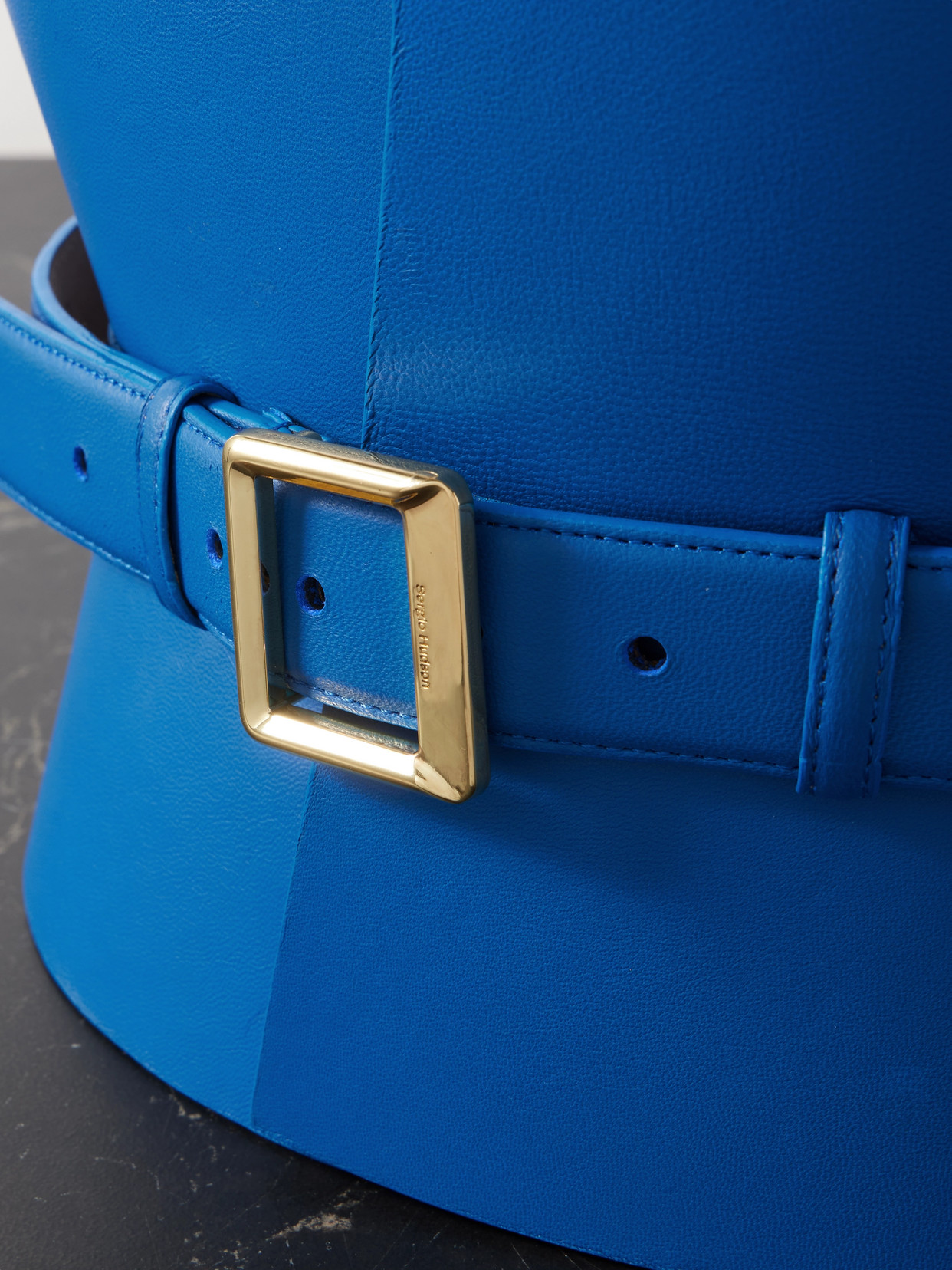 Sergio Hudson Leather Waist Belt In Blue