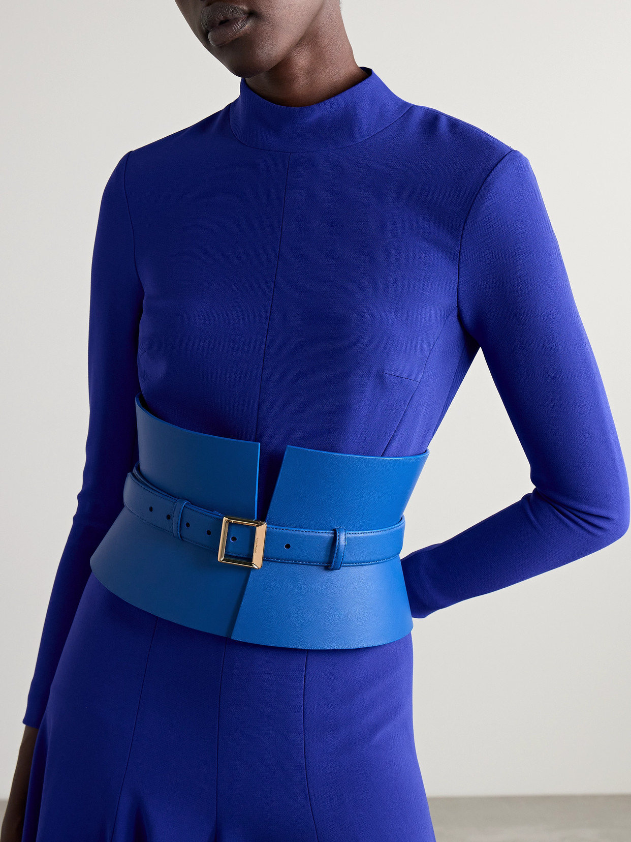 Sergio Hudson Leather Waist Belt In Blue