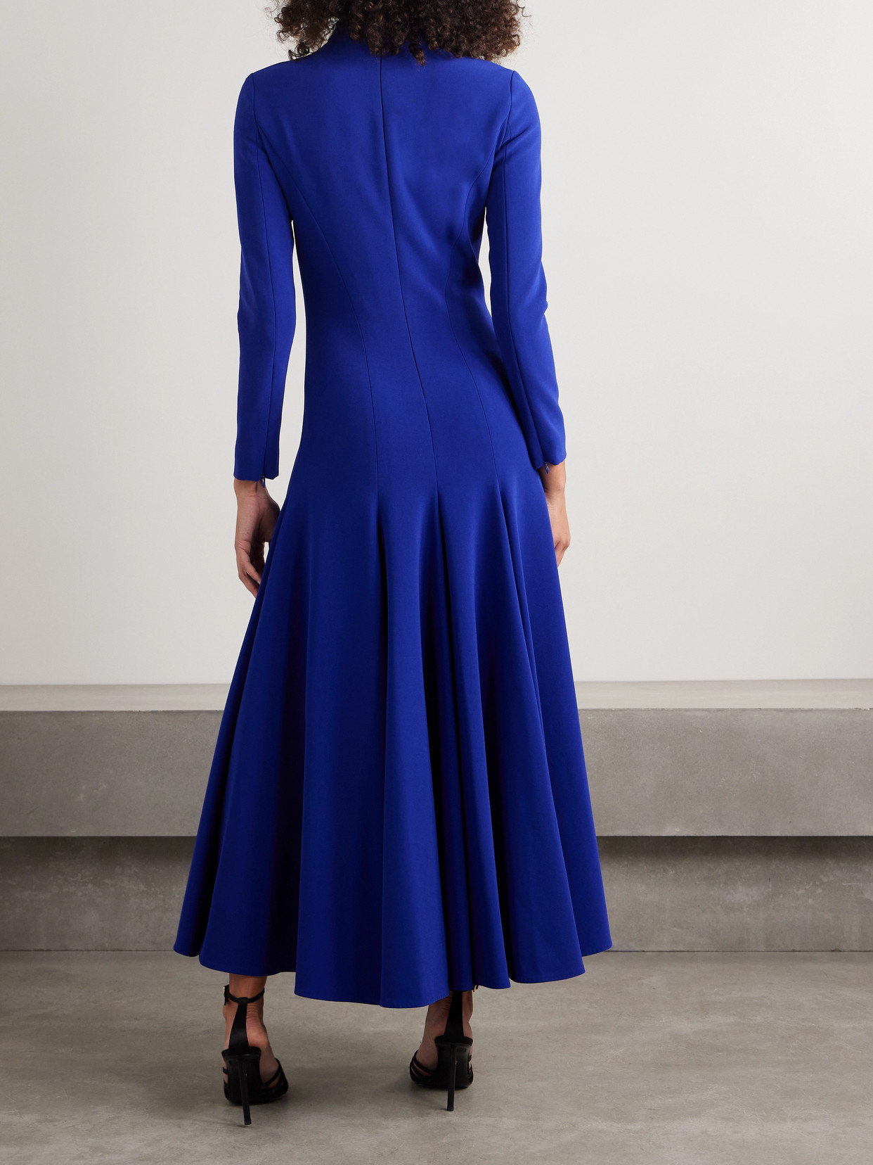 Sergio Hudson Mock Neck Slim Dress With Sweep In Blue