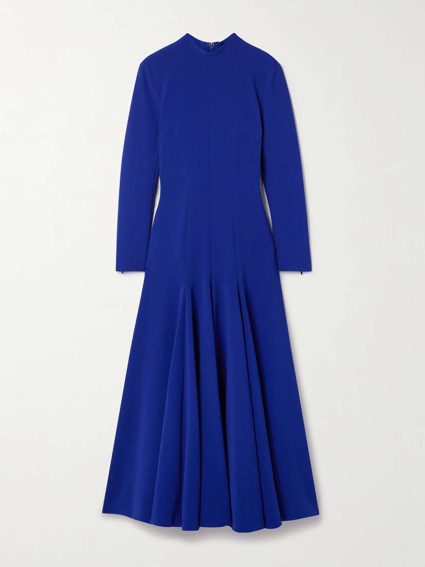 Sergio Hudson Paneled Pleated Crepe Maxi Dress