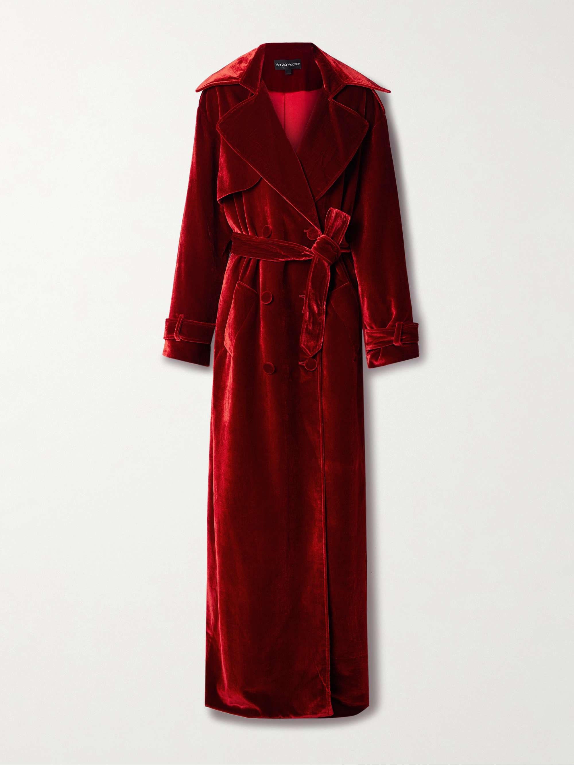Red velvet long coat hotsell
