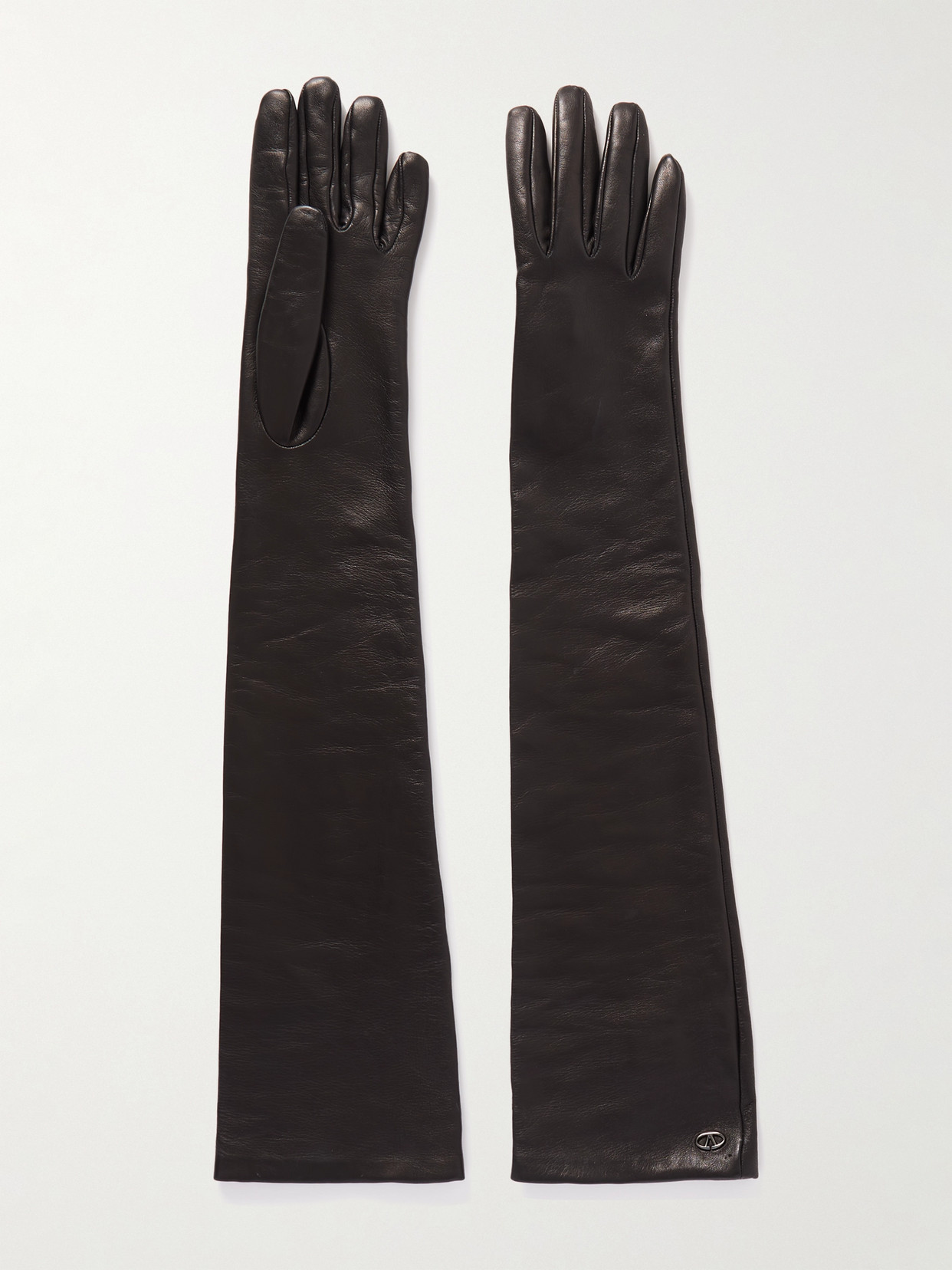 Valentino Garavani - Logo-appliquéd Leather Gloves - Black