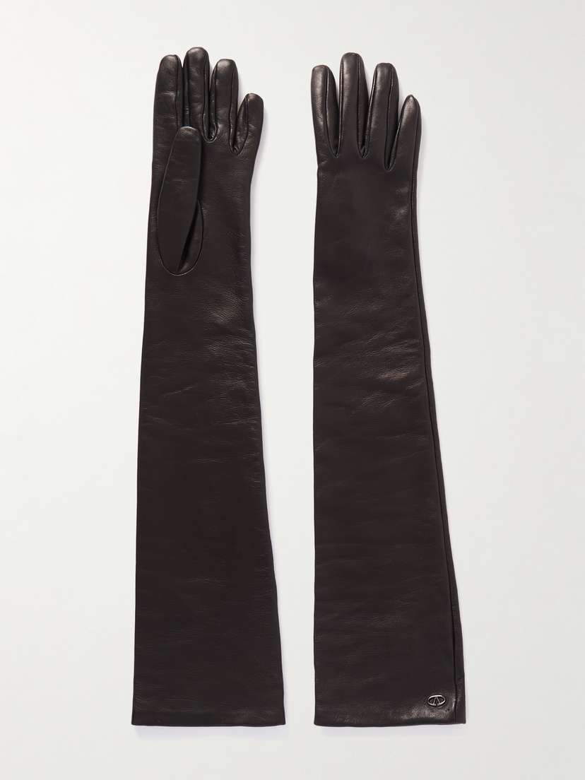 Valentino Garavani Logo-appliquéd Leather Gloves