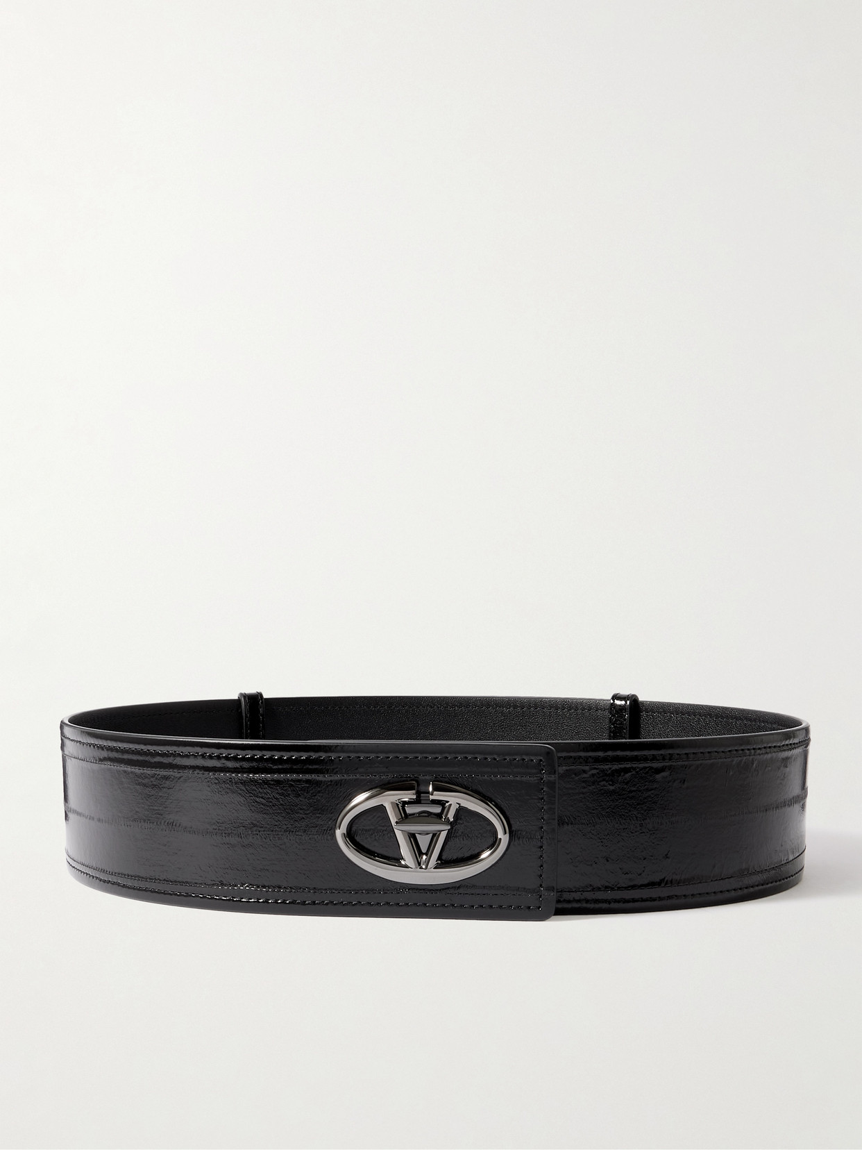 Valentino Garavani Glossed-eel Belt In Black