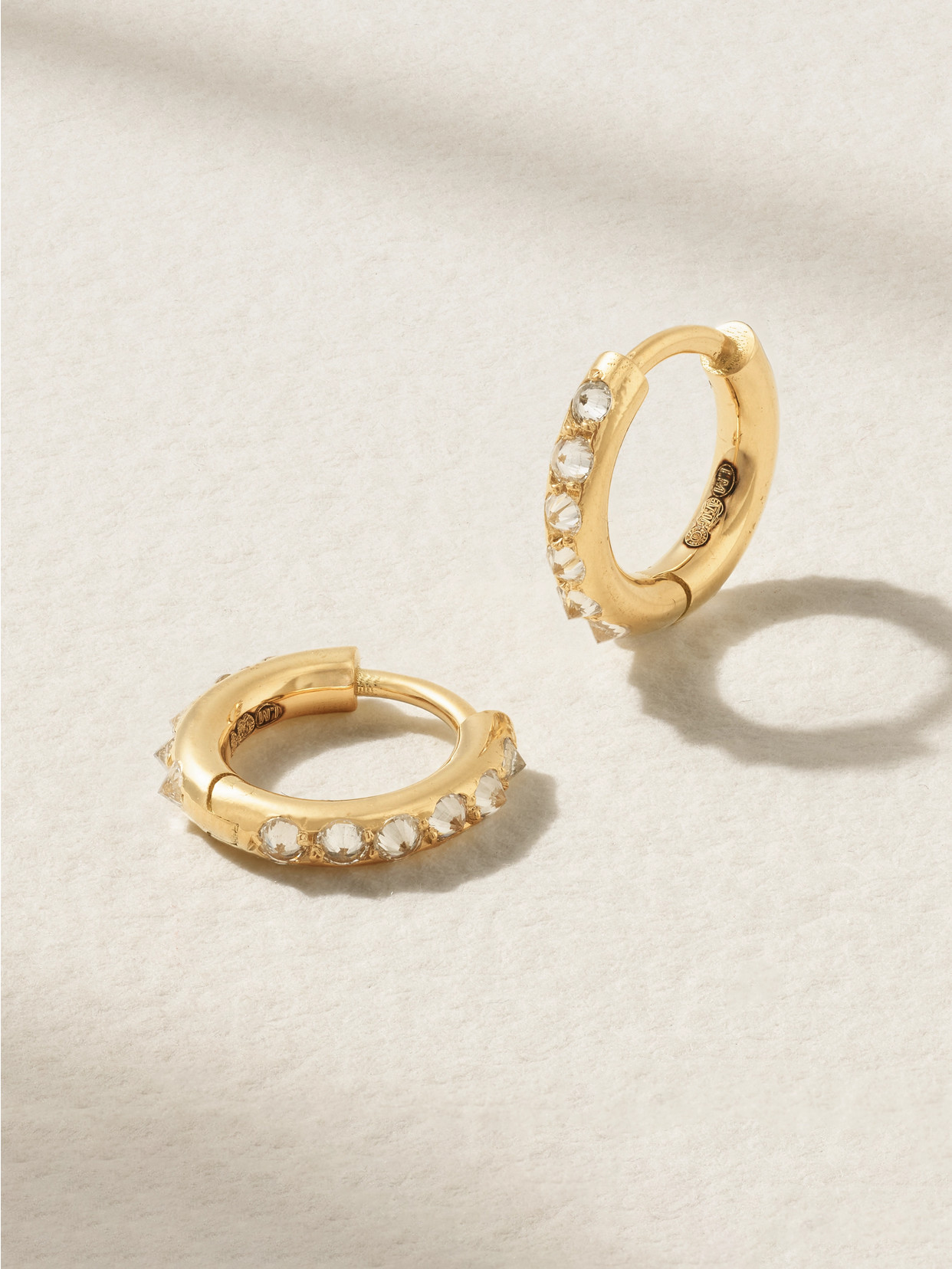 Ileana Makri Inverted 18-karat Gold Diamond Hoop Earrings