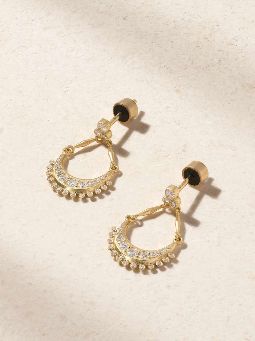 Ileana Makri Lunar Dangle 18-karat Gold Diamond Earrings