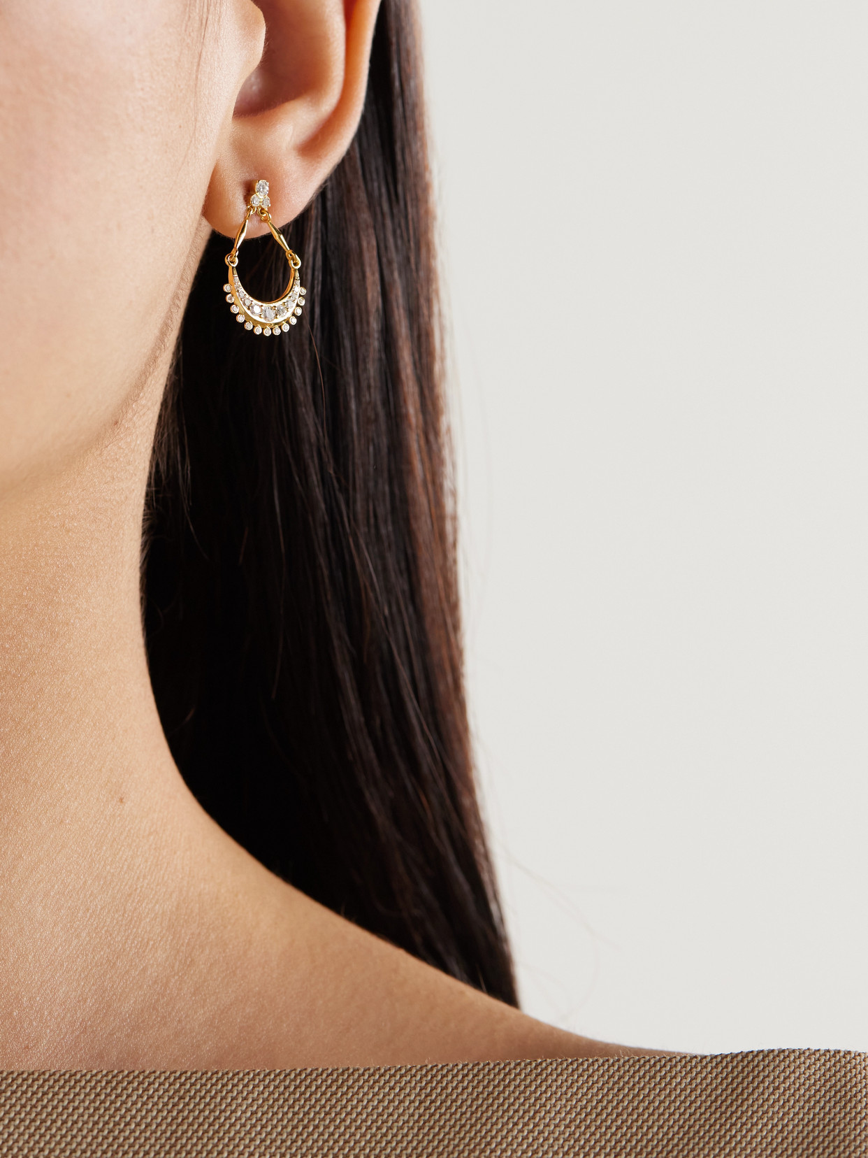 Ileana Makri Lunar Dangle 18-karat Gold Diamond Earrings In Gold