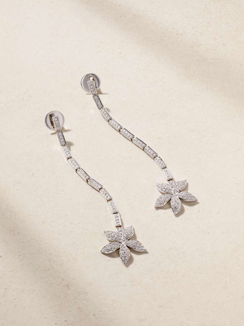 Ileana Makri Ripple Blossom 18-karat White Gold Diamond Earrings