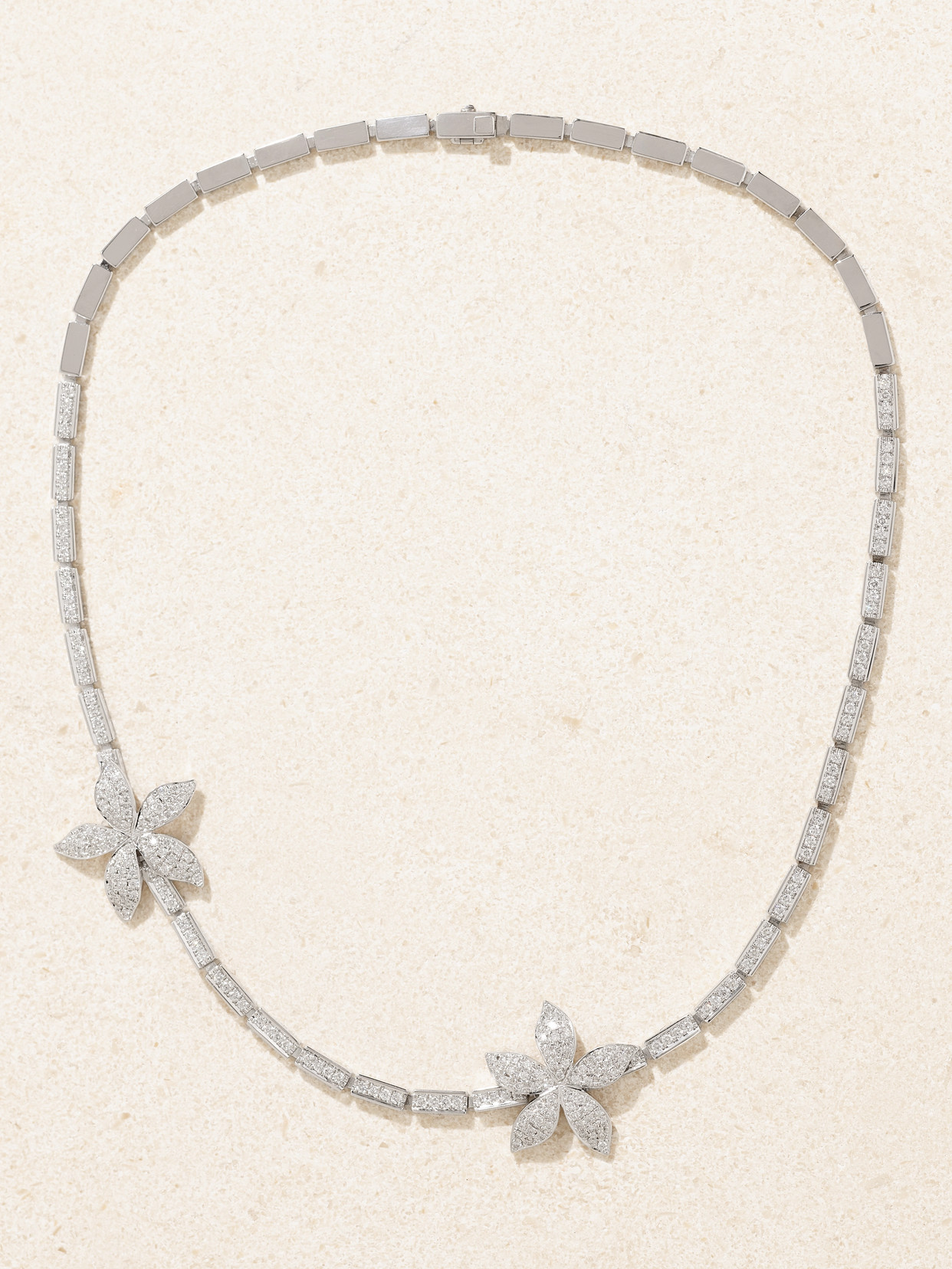 Ileana Makri Waterfall Flower 18-karat White Gold Diamond Necklace In Silver