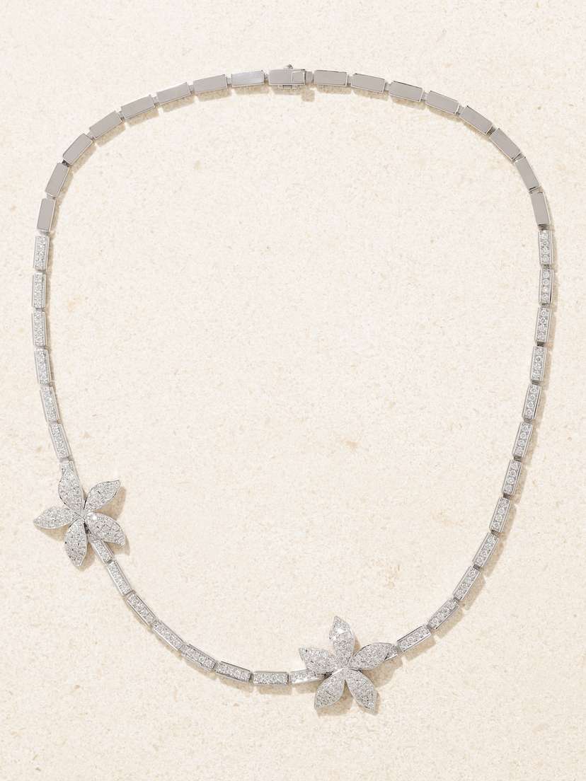 Ileana Makri Waterfall Flower 18-karat White Gold Diamond Necklace
