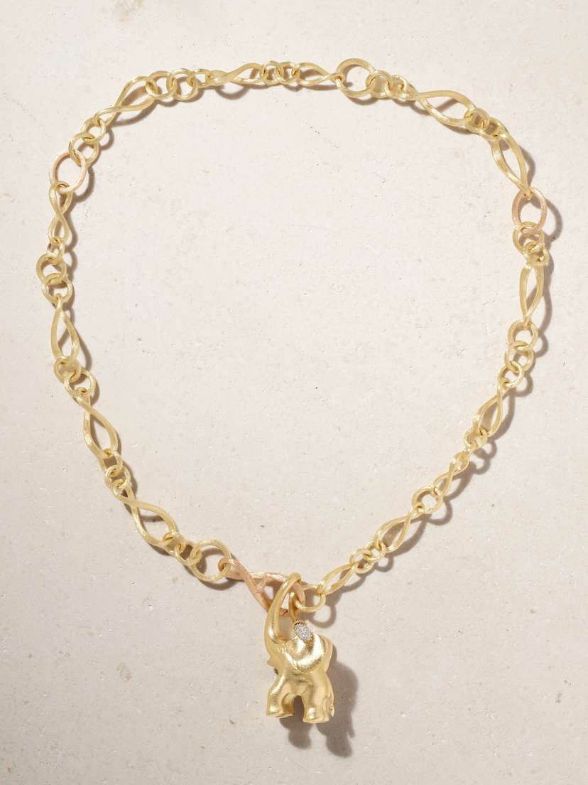 OLE LYNGGAARD COPENHAGEN Elephant Large 18-karat Gold Diamond Necklace