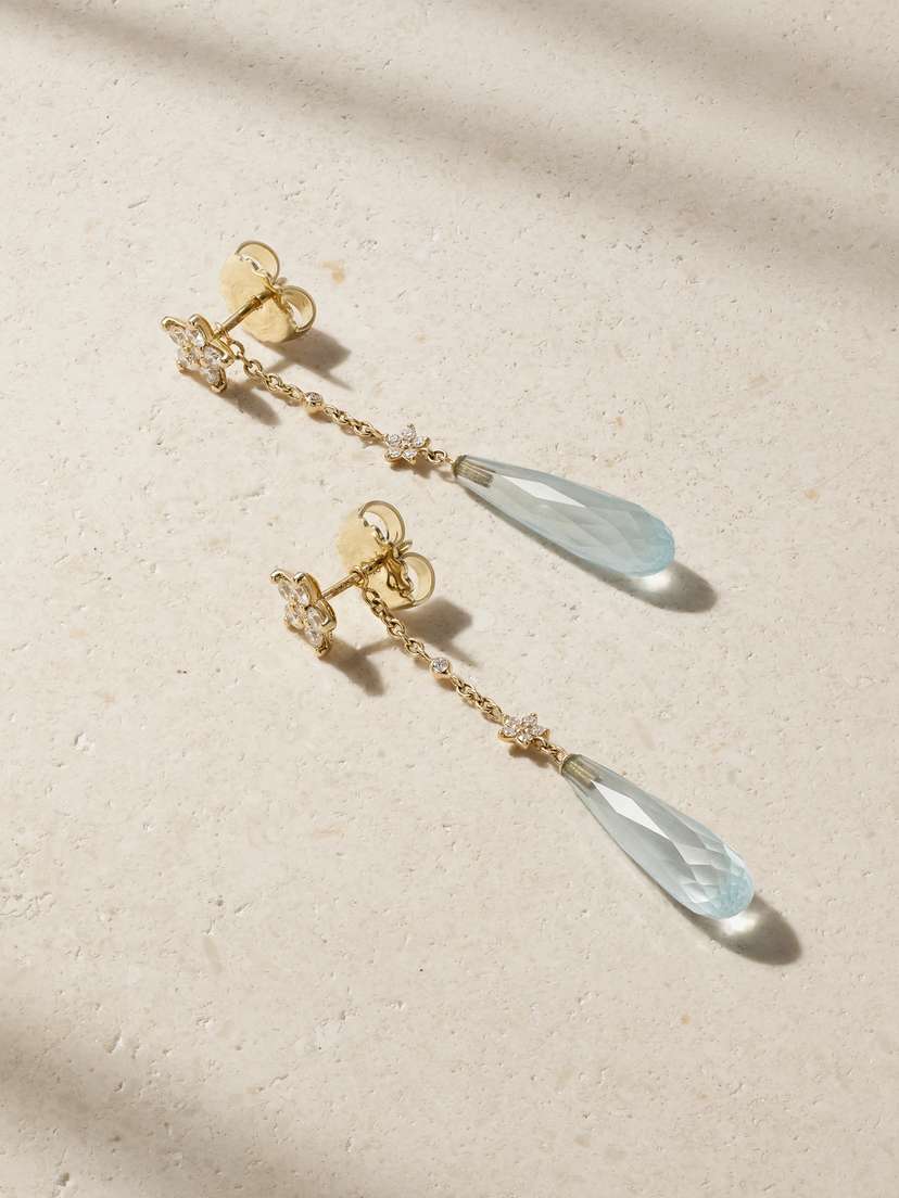OLE LYNGGAARD COPENHAGEN Shooting Stars 18-karat Gold, Aquamarine And Diamond Earrings