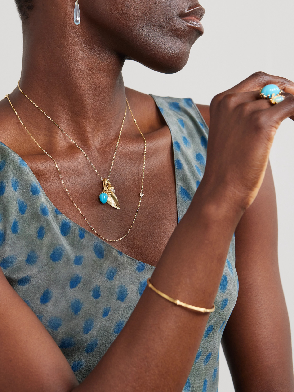 Ole Lynggaard Copenhagen This Lotus 18-karat Gold, Turquoise And Diamond Necklace In Gold