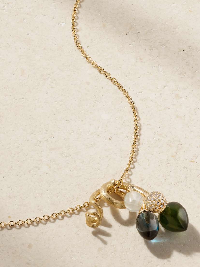 OLE LYNGGAARD COPENHAGEN Lotus Bunch 18-karat Gold Multi-stone Necklace
