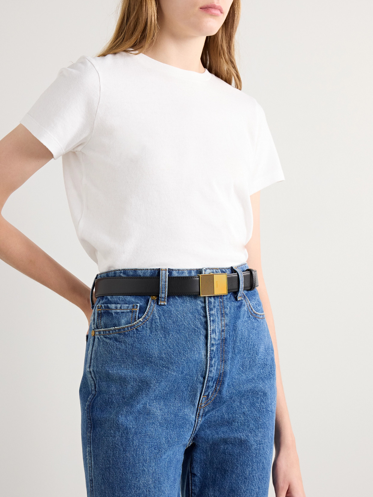 Khaite Elio Leather Belt In Black