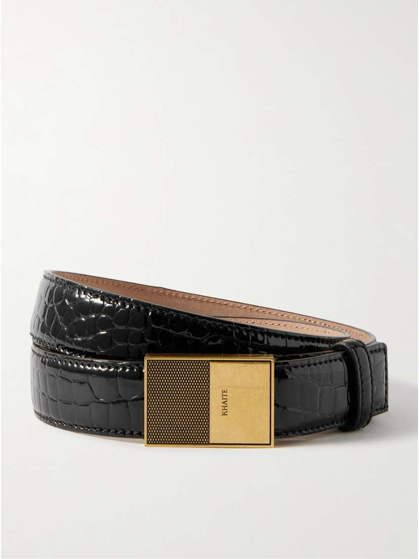 Khaite Elio Croc-effect Patent-leather Belt