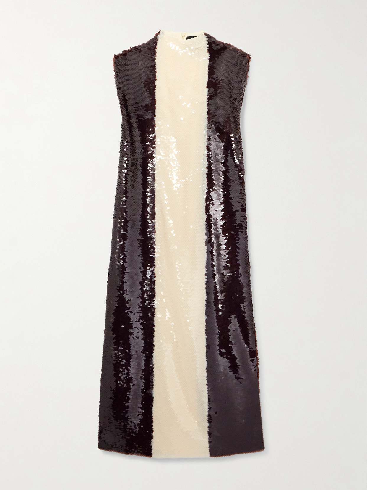 Dima Ayad Two-tone Sequined Tulle Midi Dress In Brown