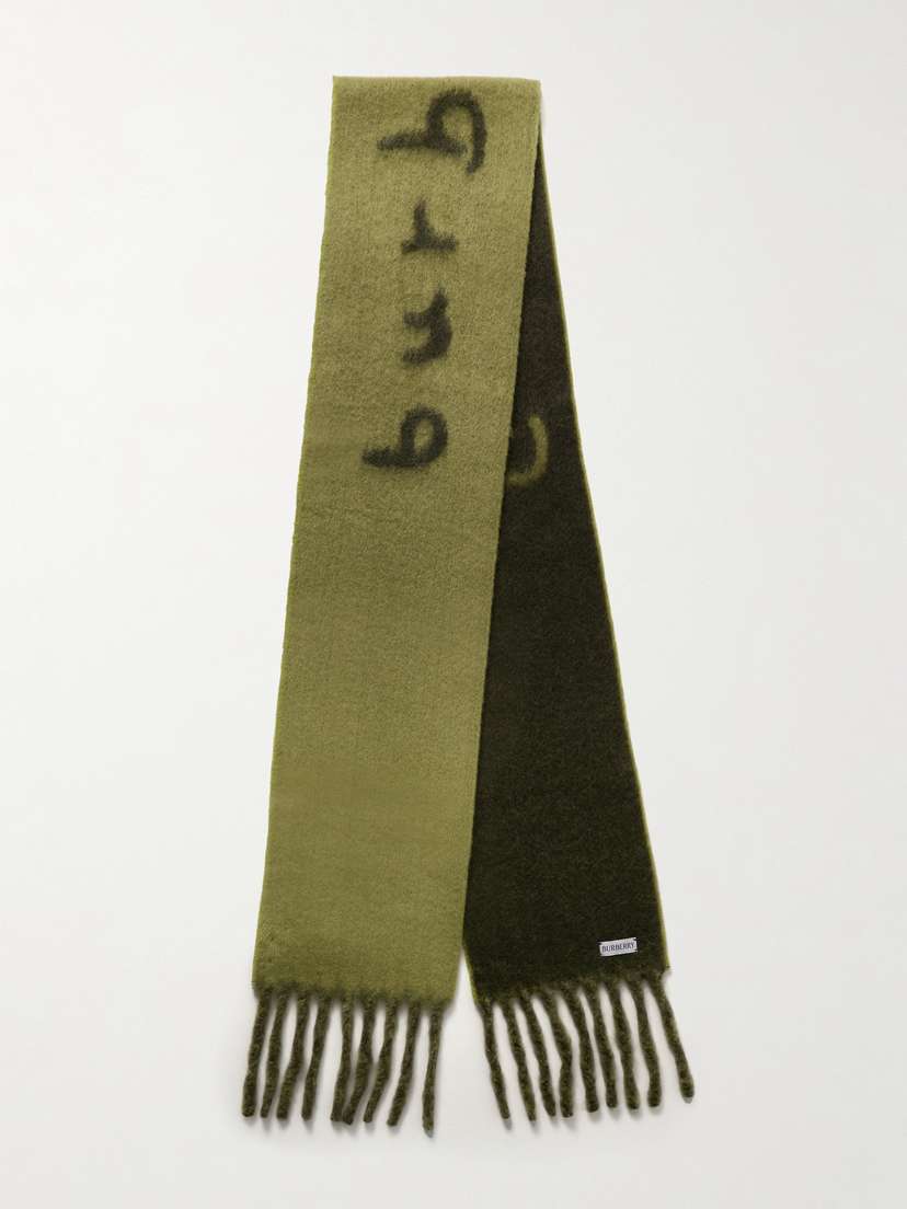 Burberry Fringed Alpaca-blend Jacquard Scarf