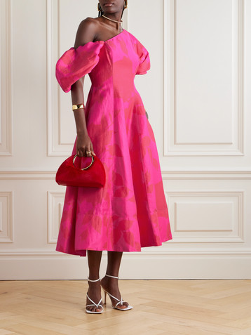 Aje Arista Tulip one-shoulder floral-print linen-blend midi dress